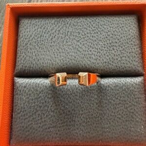 HERMES 18K Rose Gold PM Clou de Forge Ring 50 5.25 Small model